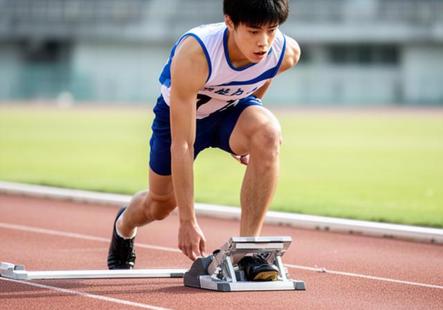 神戸市内の陸上競技場でスタート練習に取り組む高校生の短距離選手
